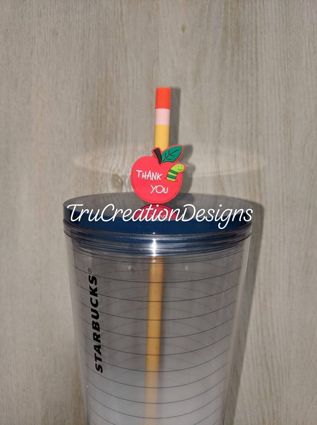 Apple Teacher Straw Topper 