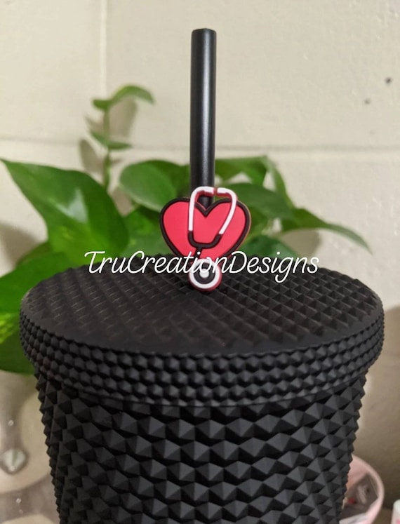 Stethoscope Heart Straw Topper, Medical, Nurse, Doctor