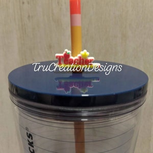Apple Teacher Straw Topper, Pencil Straw Topper, Straw Toppers, Straw Charm, Straw Charms, Teacher, Teachers, Appreciate