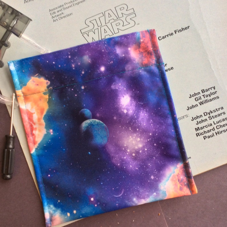 Eco-Friendly Three Sizes Reuseable Snack Bag Kid Friendly Single Layer Blue Galaxy Pattern Easy Care