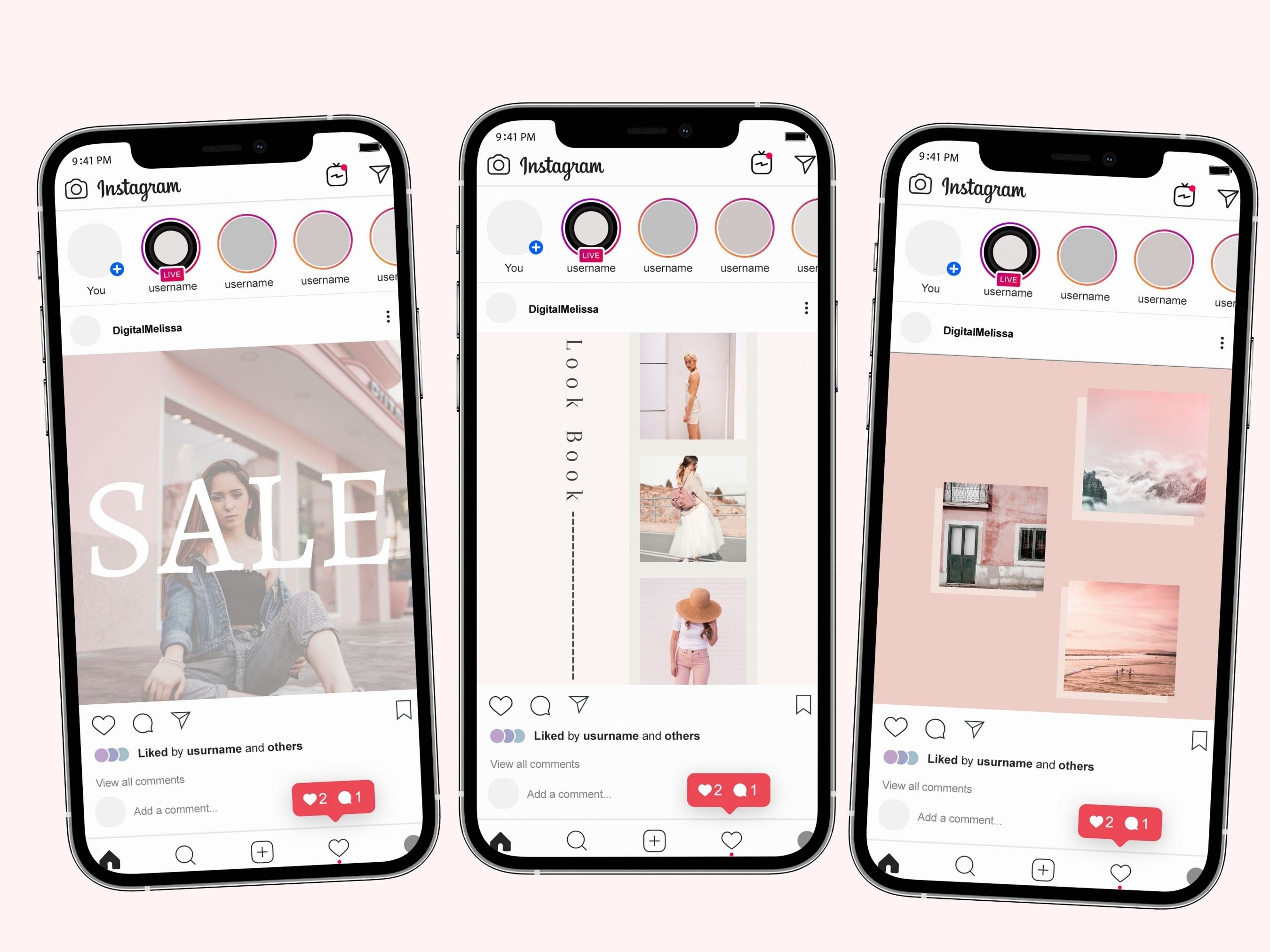 40 Editable Chic Blush Palette Instagram Templates Canva Marketing ...