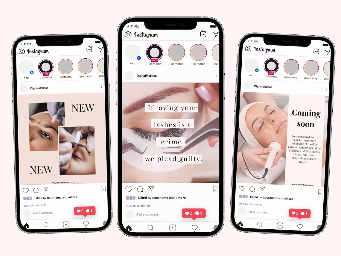 30 Editable Blush Beauty Business Instagram Templates Canva - Etsy UK