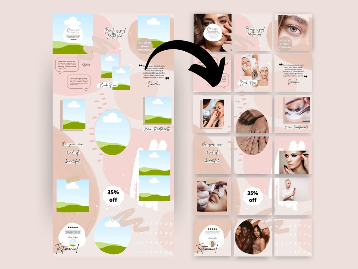 Editable Blush Beauty Business Instagram Puzzle Templates - Etsy
