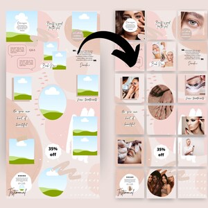 Editable Blush Beauty Business Instagram Puzzle Templates Canva Salon ...