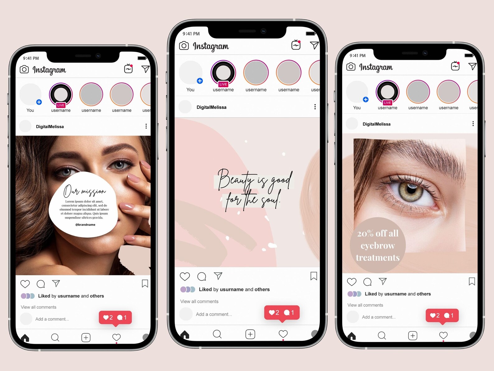 Editable Blush Beauty Business Instagram Puzzle Templates - Etsy