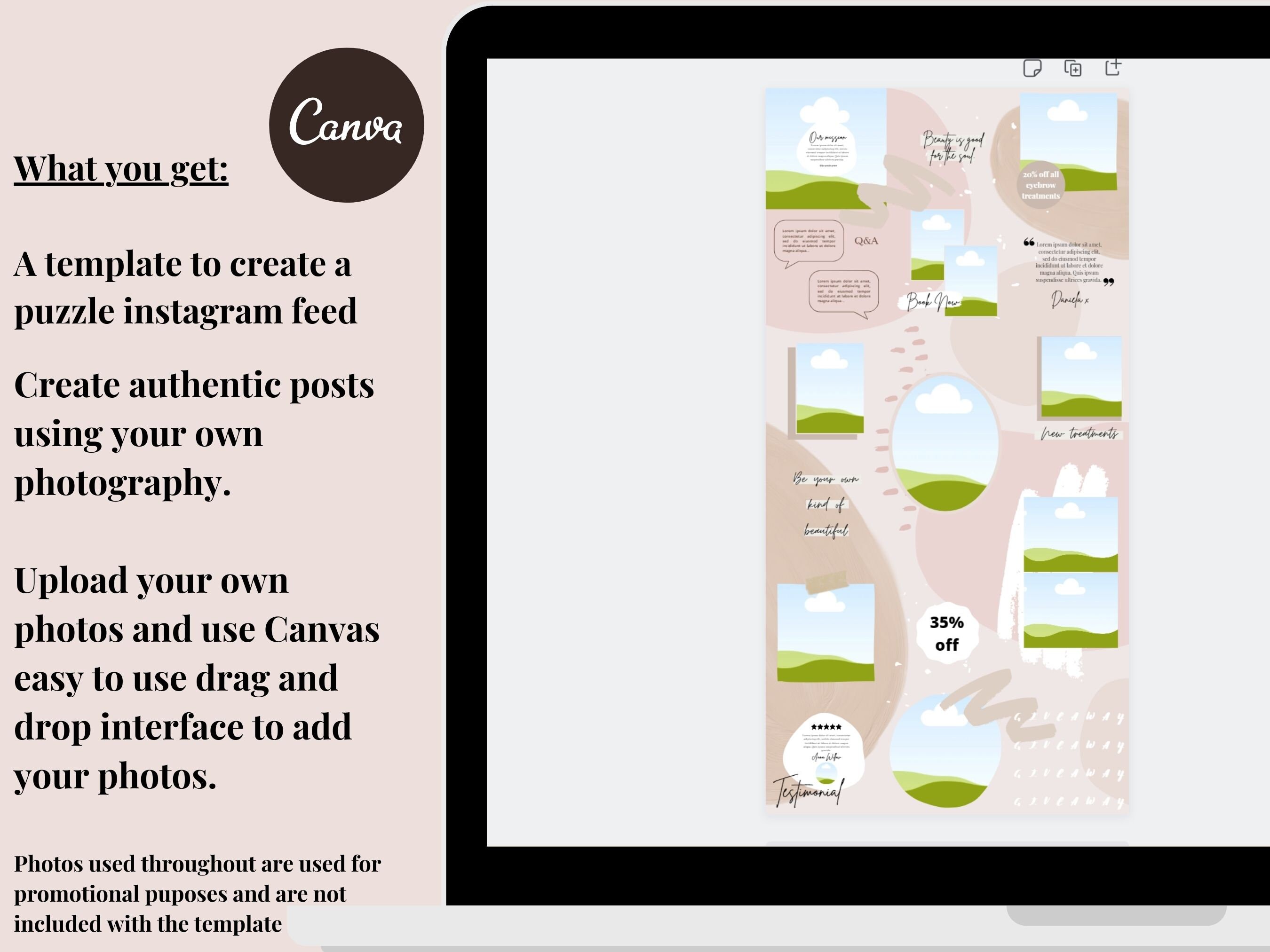 Editable Blush Beauty Business Instagram Puzzle Templates - Etsy