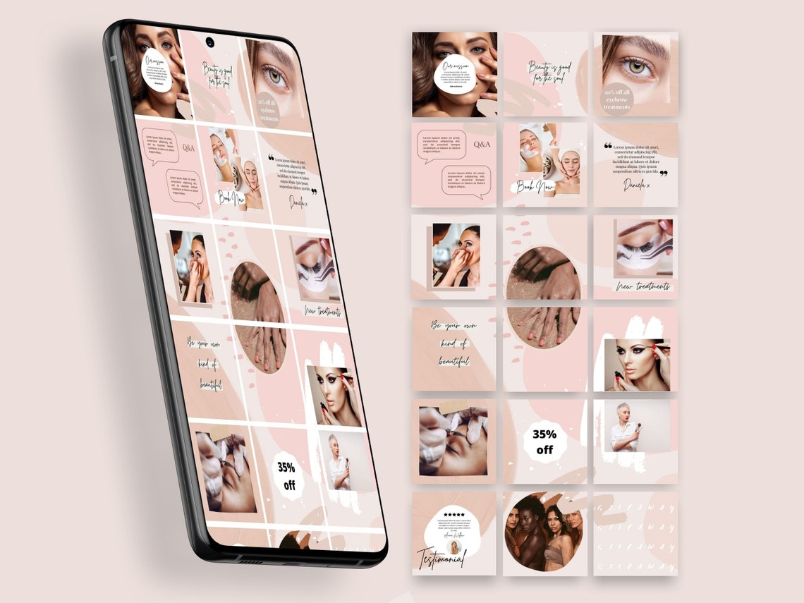 Editable Blush Beauty Business Instagram Puzzle Templates - Etsy