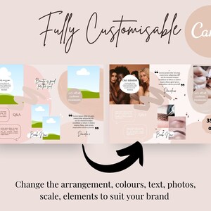Editable Blush Beauty Business Instagram Puzzle Templates Canva Salon ...