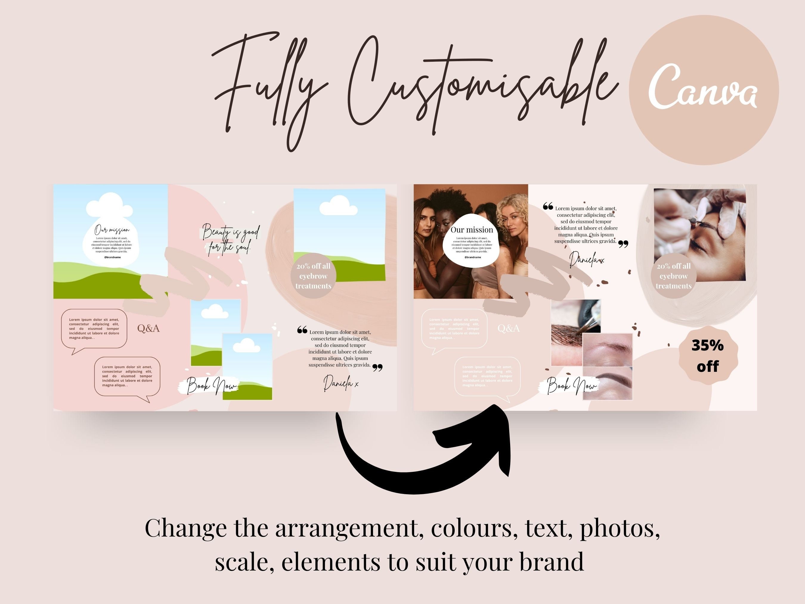 Editable Blush Beauty Business Instagram Puzzle Templates - Etsy