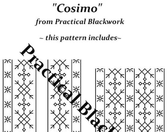 COSIMO: een handborduurpatroon met Spaanse steken en getelde Blackwork (handwerk) van Practical Blackwork