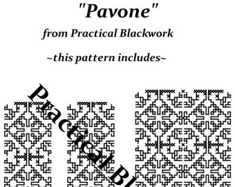 PAVONE - Een Spaans-steek geteld Blackwork-ontwerpPATROON van praktisch Blackwork