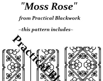 Mosroos - een Blackwork-ontwerppatroon met Spaanse steek en getelde Blackwork (HANDWERK) van Practical Blackwork
