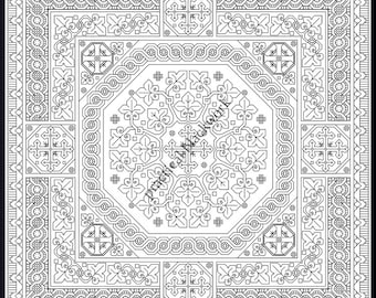 Pinksteren: een geteld blackwork-ontwerpPATROON (HANDWERK) van Practical Blackwork