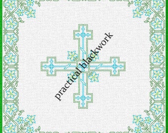 Marija's Basket - een geteld zwartwerkPATROON (HANDWERK) ontworpen voor Catherine's Pascha, van Practical Blackwork
