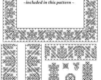 Tichborne - een Spanisshework geteld Blackwork-PATROON (HANDWERK) van Praktisch Blackwork