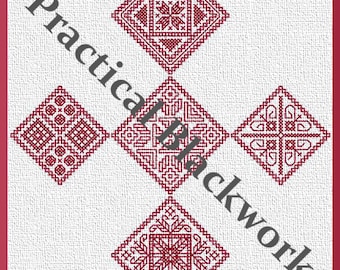 Sterren voor Sinterklaas: een geteld zwartwerkPATROON (HANDWERK) voor The Saint Nicholas Day Snow, van Practical Blackwork