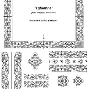 Eglantine - a Spanissheworke Counted Blackwork Design PATTERN (HAND-WORK) by Practical Blackwork