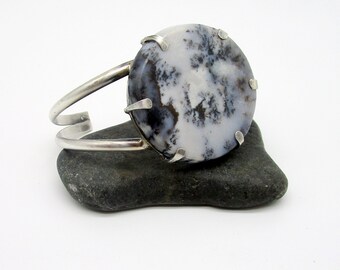 Dendritic Agate and Sterling Cuff Bracelet