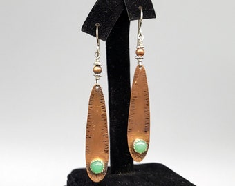 Long Copper and Aventurine earrings