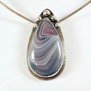 Botswana Agate and Sterling Silver Pendant