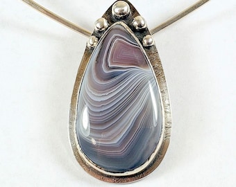 Botswana Agate and Sterling Silver Pendant