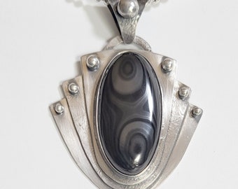 Crown of Silver Psilomelane Pendant