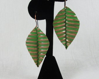 Fold-formed Copper Green Patina Earrings