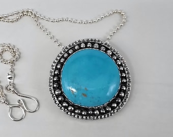 Turquoise and Sterling Pendant Necklace