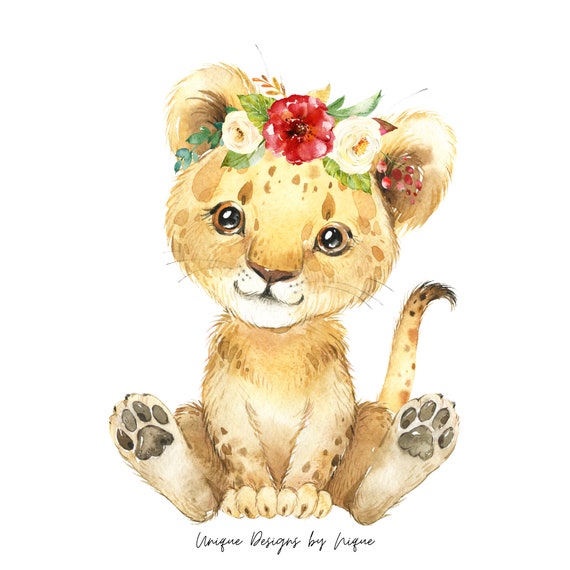 Baby Lion Cub Flower Crown Art Prints Baby Safari Nursery Etsy Baby Lion Cub Flower Crown Art Prints Baby Safari Nursery Etsy
