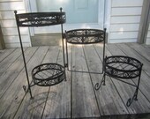 4 tier metal plant stand,black 4 tier plant stand,patio decor,round plant stand,sun porch,black metal plant stand,tiered metal plant stand