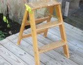 vintage wood ladder,small step ladder,stool,photography prop,plant stand,step stool,folding ladder,cottage decor,garden decor,display shelf