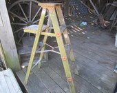 vintage 4 step wood ladder,short step ladder,step ladder,photo prop,plant stand,folding ladder,cottage decor,garden decor,display shelf