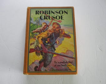 Robinson Crusoe by Daniel Defoe illustrated by Noel Pocock,classic literature,famous author,survivalist,Robinsonade,antique Robinson Crusoe