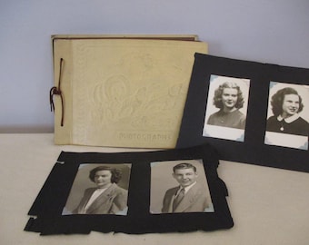 1940s photo album with graduate pictures,black and white portraits of graduates,graduation pictures,graduate portraits,class of 1948
