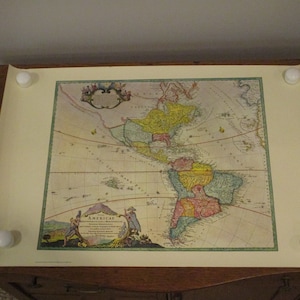 Hammond alte Weltkarte,Hammond Reproduktion neue Welt Amerika Karte,Reproduktion Karte des 16.Jahrhunderts,Lithographie Karte,Johann Baptiste Homann