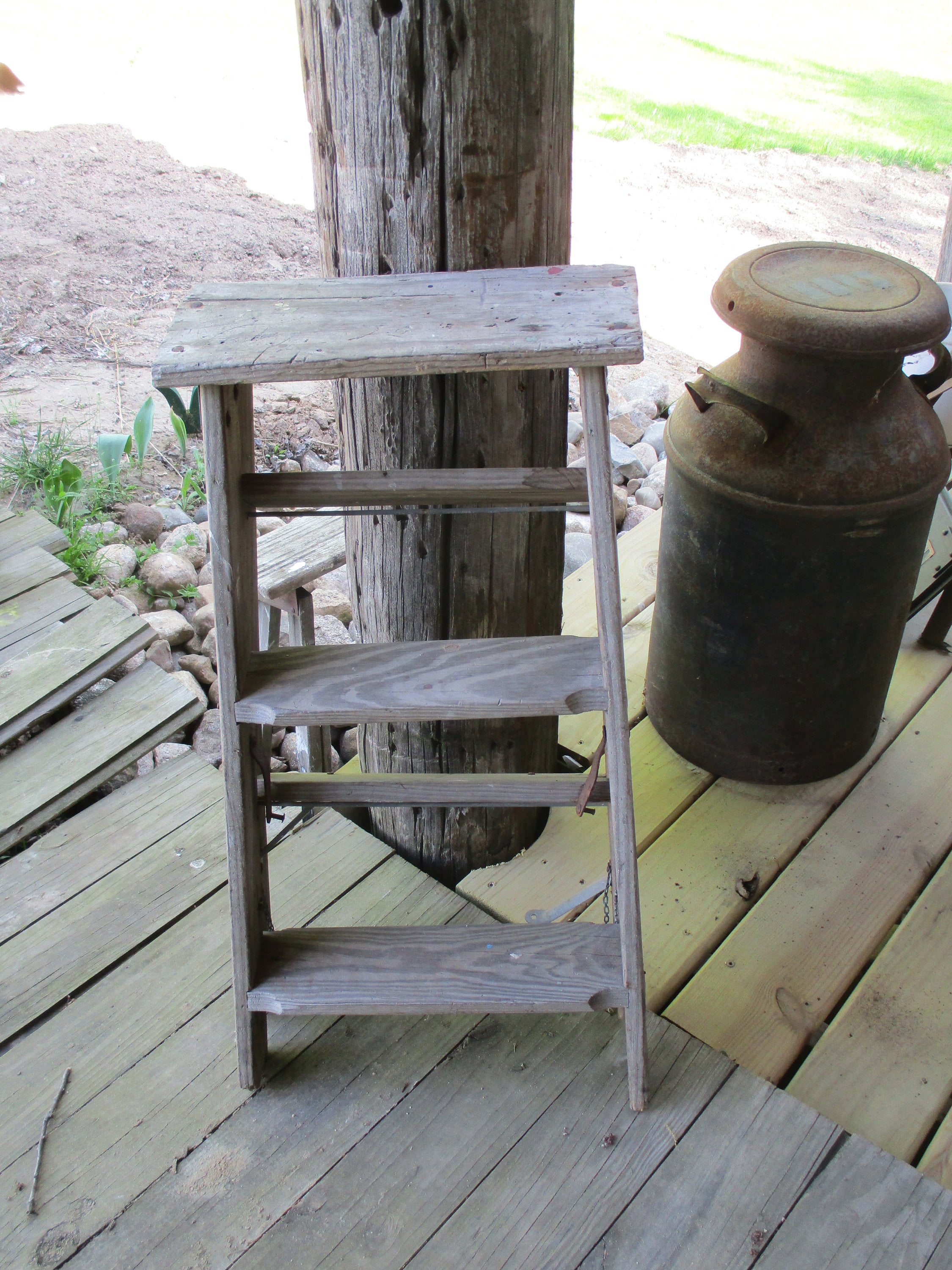 Wood Step Ladder,small Step Ladder,photo Prop,plant Stand,2 Sided Short ...
