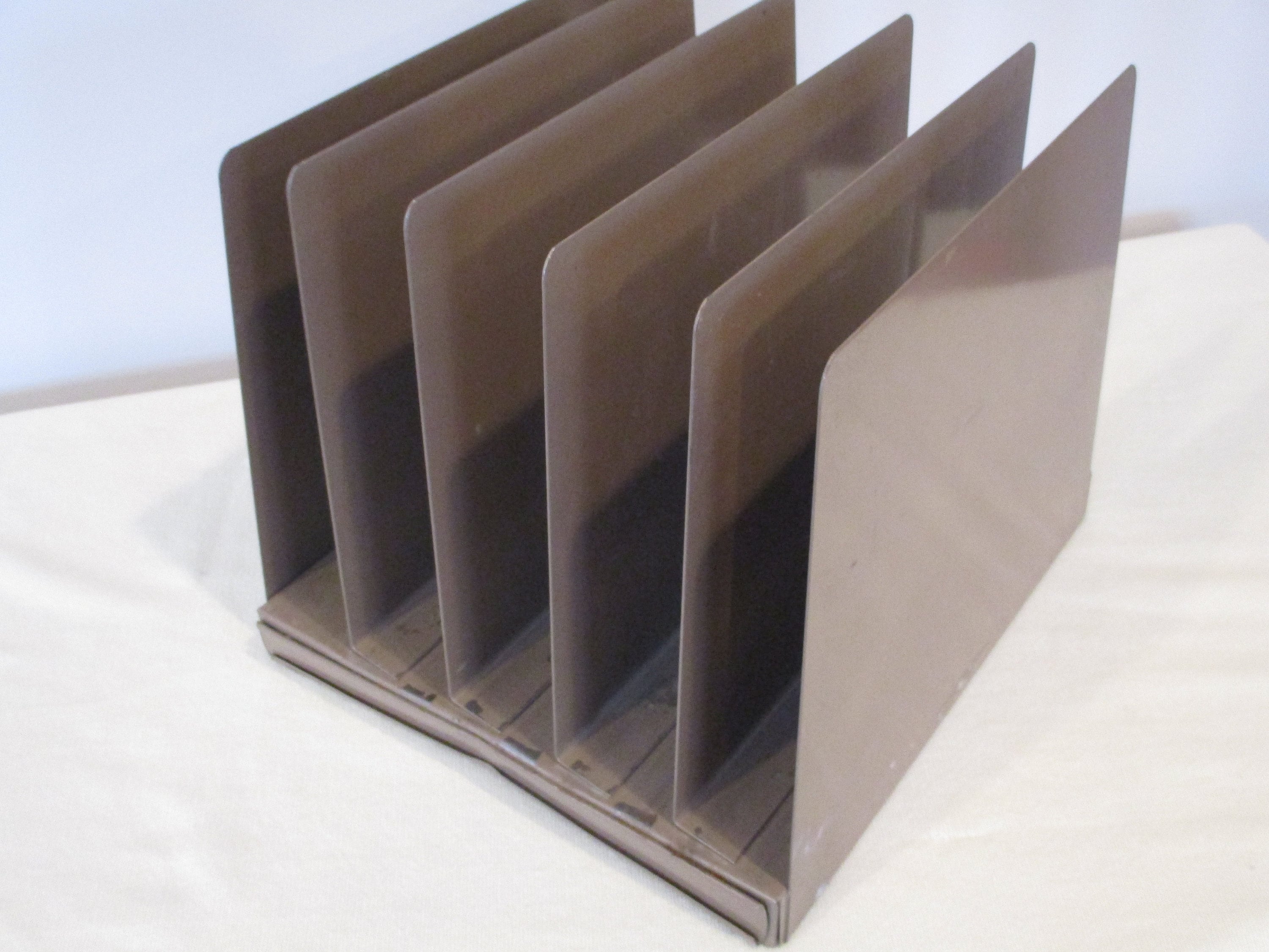 Vintage // Industrial Grey Steel Metal 4 Tier File Sorter, Midcentury