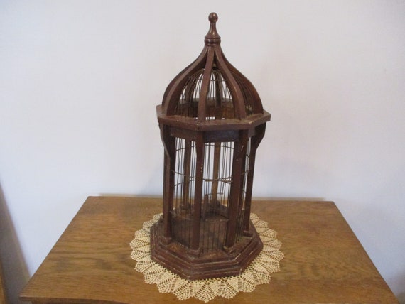 Vintage Victorian Wood & Metal Bird Cage