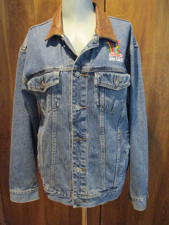 mens size small jean jacket, Corny Cornflakes Jea… - image 2