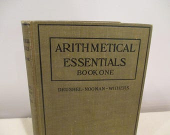 1921 年の算数の本、アンティークの算数の本、Drushel 著の算数の基本書 1、小学校の数学教師、算数の問題