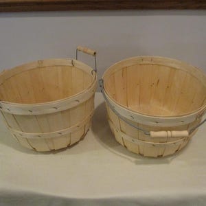 set van 2 manden, fruitmand, fineerhouten geschenkmand, mand van spaanplaat, mand van natuurlijk hout met handvatten, ambachtelijke mand, mand voor pikken
