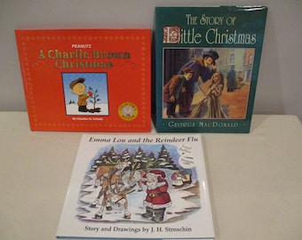 3 Christmas childrens books,Christmas stories for children,Emma Lou and Reindeer Flu,Story of Little Christmas,Charlie Brown Christmas