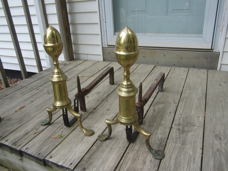 Vintage Brass Andironslog Holderfireplace Decorsmall Log Etsy