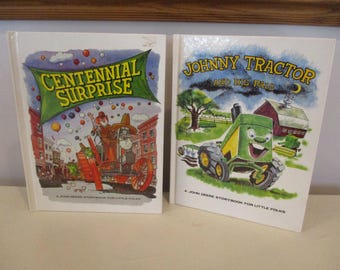 2 John Deere Storybooks,Centennial Surprise,Johnny Tractor Pals, Children's Farm Books,Fowler Family Farm,collectible John Deere books