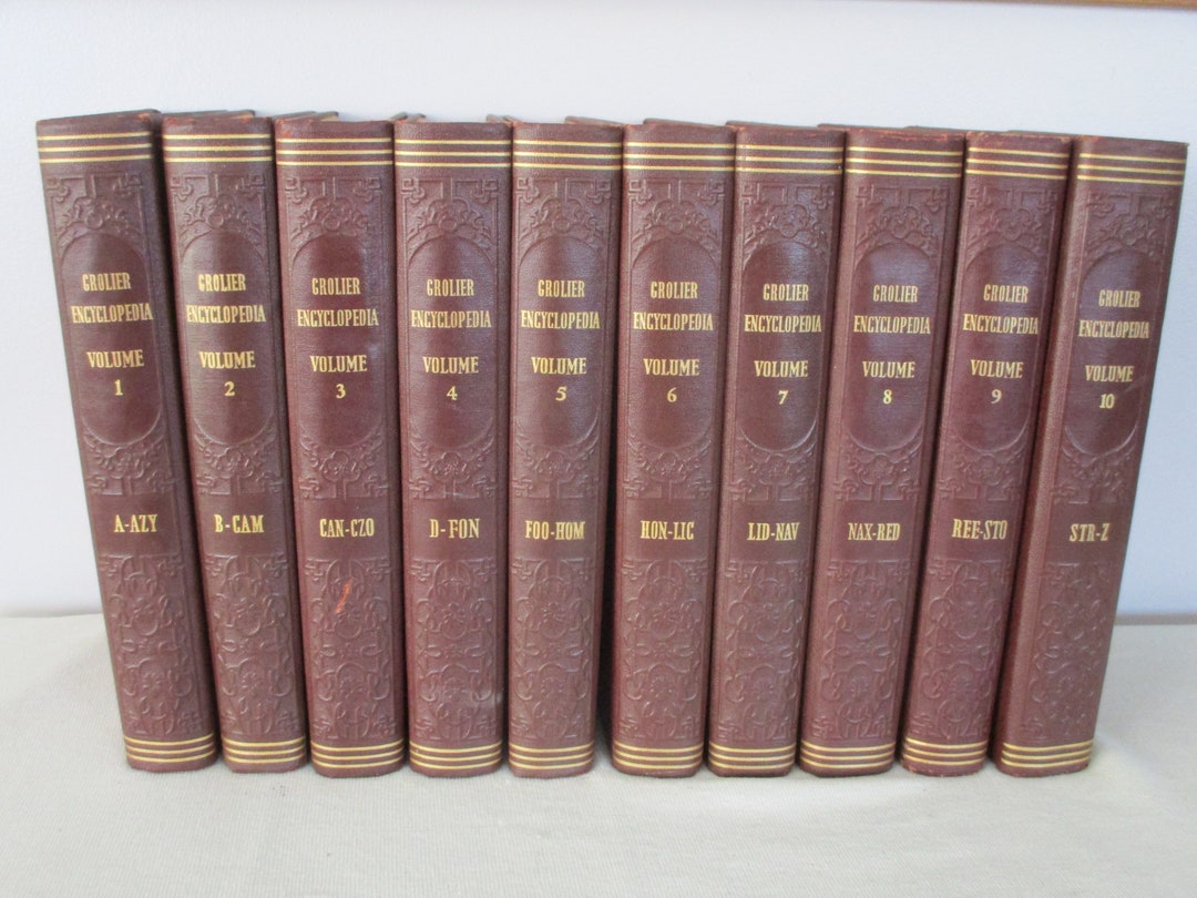 1955 Grolier Encyclopedia Complete Set,embossed Decorative Books