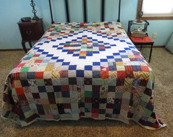 ready to use patchwork quilt,vintage bedroom,full size quilt,colorful quilt,patchwork quilt,home made quilt,multi color quilt