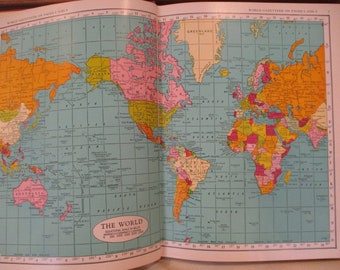 Weltatlas von 1962, Cram Modern World Atlas, Karten der Weltgeschichte, Geschichtslehrer, historische Karten, Ortsverzeichnis, Karten des Mittelalters, Klimakarten