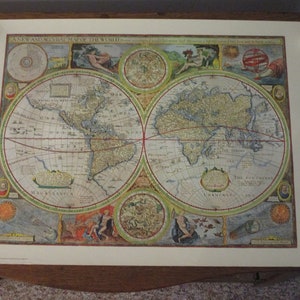 ハモンド世界地図、ハモンド複製世界地図、17 世紀の複製地図、リトグラフ地図、ジョン スピード世界地図、地図作成