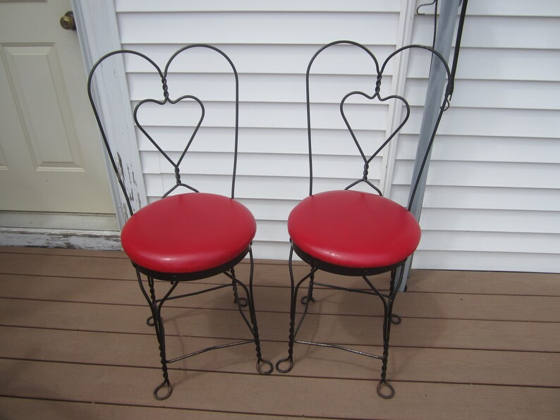 Set Of 2 Ice Cream Parlor Chairspatio Chairsred And Black Etsy