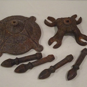 salvage cast iron fireplace tool parts,salvage decorative stand,salvage metal stand,art deco,metal art,ornate cast iron,